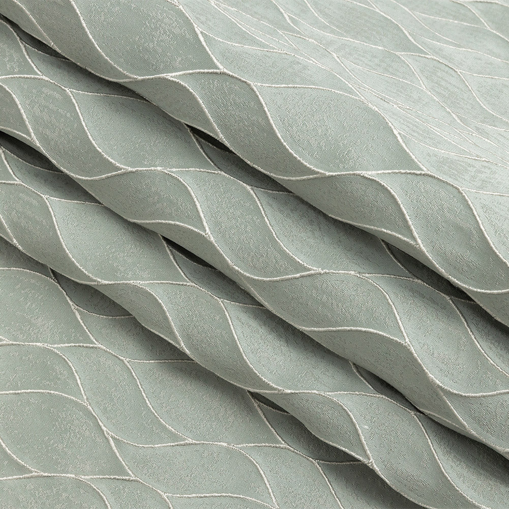 Polyester Jacquard - Seafoam Leafy Lines - British Imported Folded Polyester Jacquard - Seafoam Leafy Lines - British Imported Folded