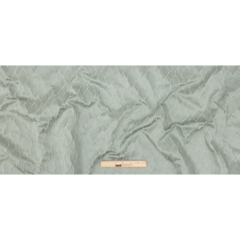 Polyester Jacquard - Seafoam Leafy Lines - British Imported Full Polyester Jacquard - Seafoam Leafy Lines - British Imported Full