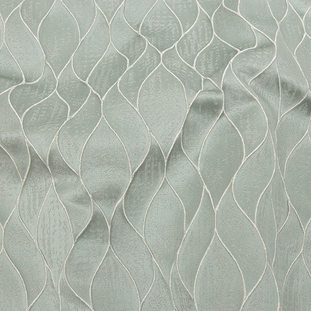 Polyester Jacquard - Seafoam Leafy Lines - British Imported Polyester Jacquard - Seafoam Leafy Lines - British Imported