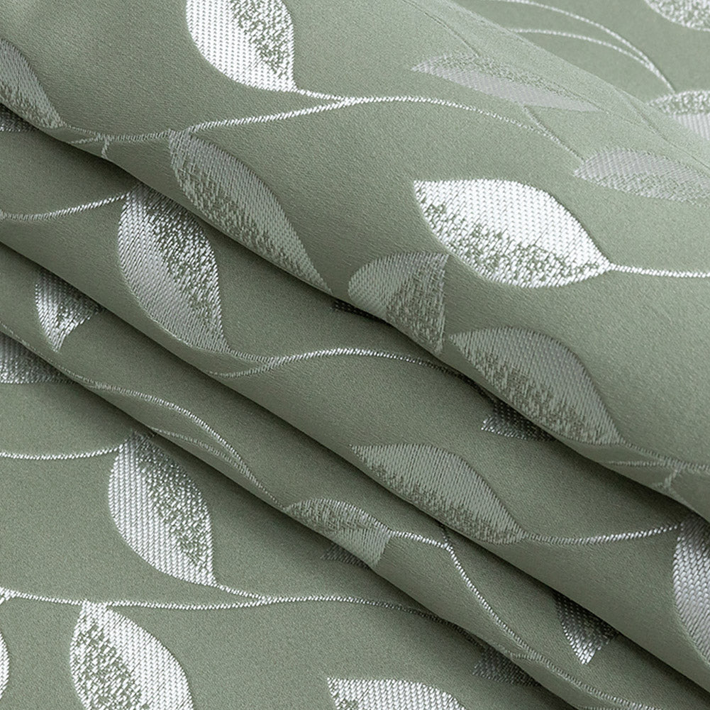 Satin-Faced Jacquard - Sage Foliage - British Imported Folded Satin-Faced Jacquard - Sage Foliage - British Imported Folded
