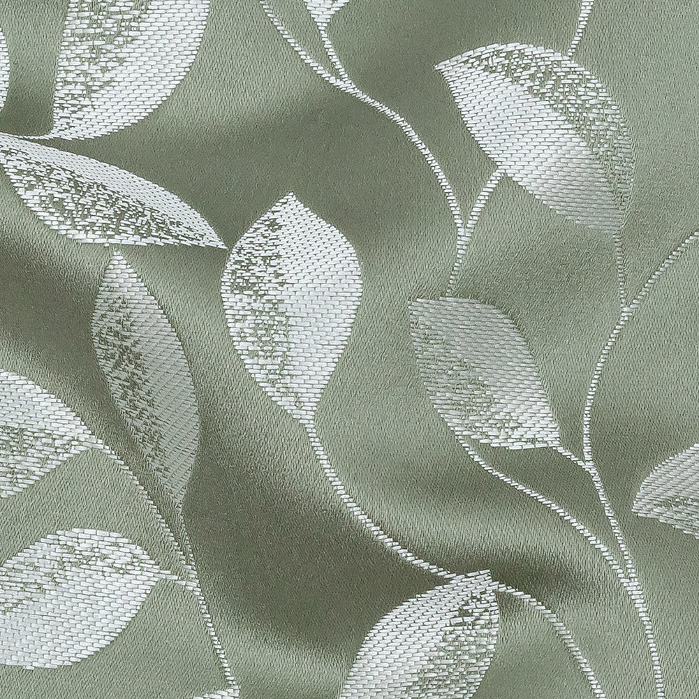 Satin-Faced Jacquard - Sage Foliage - British Imported Detail Satin-Faced Jacquard - Sage Foliage - British Imported Detail