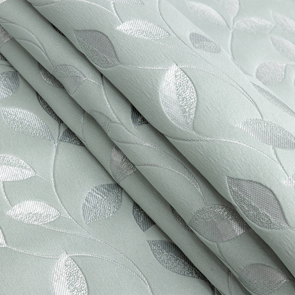 Satin-Faced Jacquard - Seafoam Foliage - British Imported Folded Satin-Faced Jacquard - Seafoam Foliage - British Imported Folded