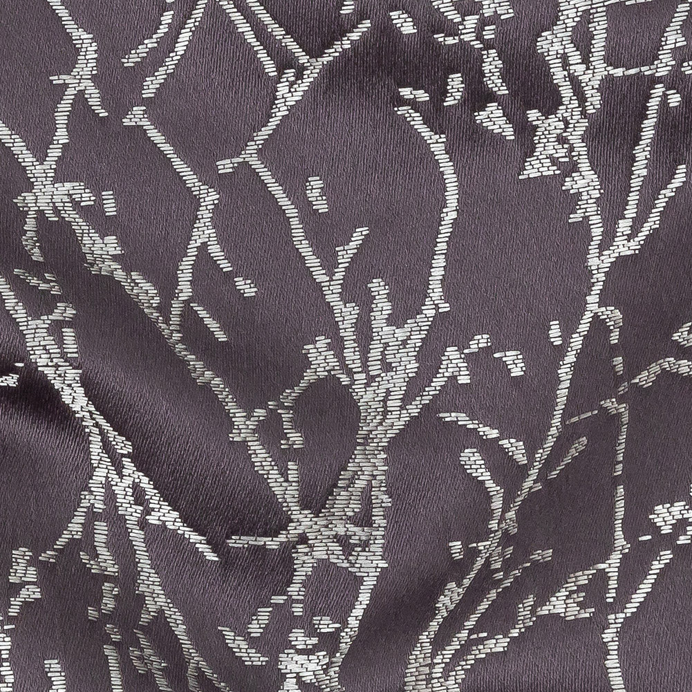 Polyester Jacquard - Amethyst Wintry Branches - British Imported Detail Polyester Jacquard - Amethyst Wintry Branches - British Imported Detail