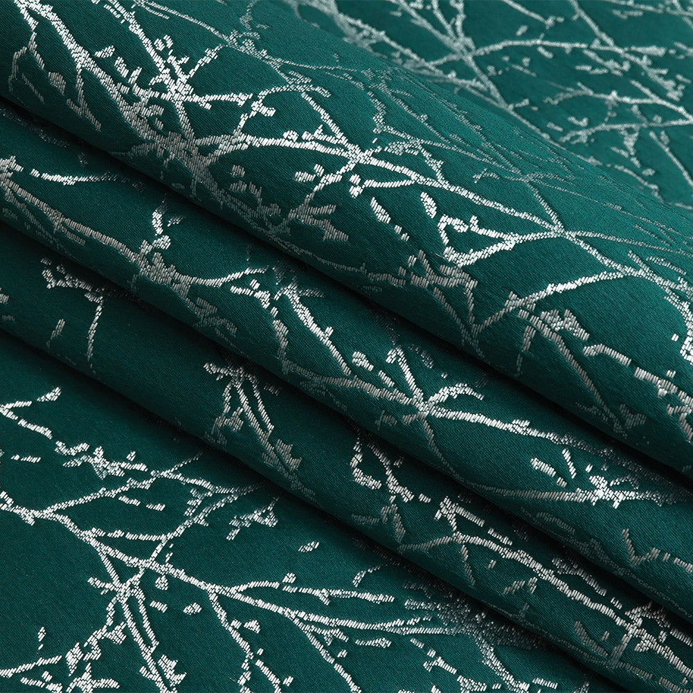Polyester Jacquard - Emerald Wintry Branches - British Imported Folded Polyester Jacquard - Emerald Wintry Branches - British Imported Folded