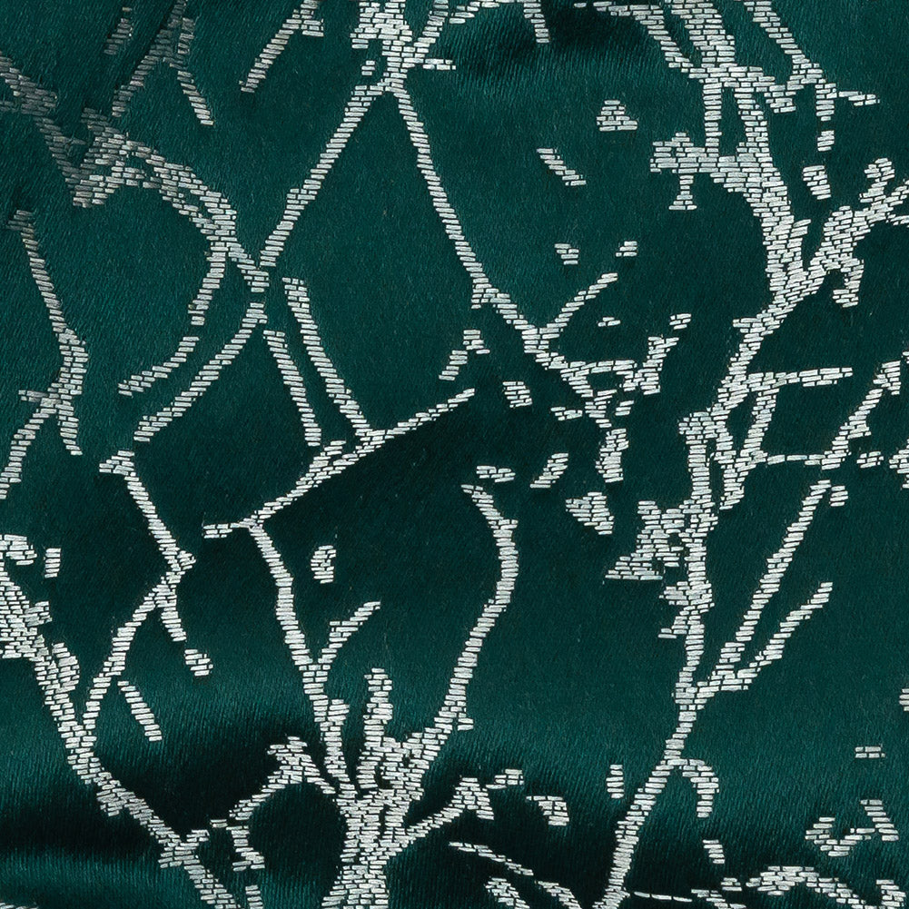 Polyester Jacquard - Emerald Wintry Branches - British Imported Detail Polyester Jacquard - Emerald Wintry Branches - British Imported Detail