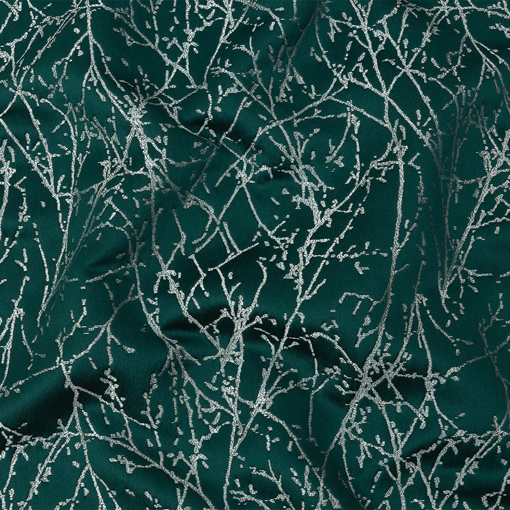 Polyester Jacquard - Emerald Wintry Branches - British Imported Polyester Jacquard - Emerald Wintry Branches - British Imported