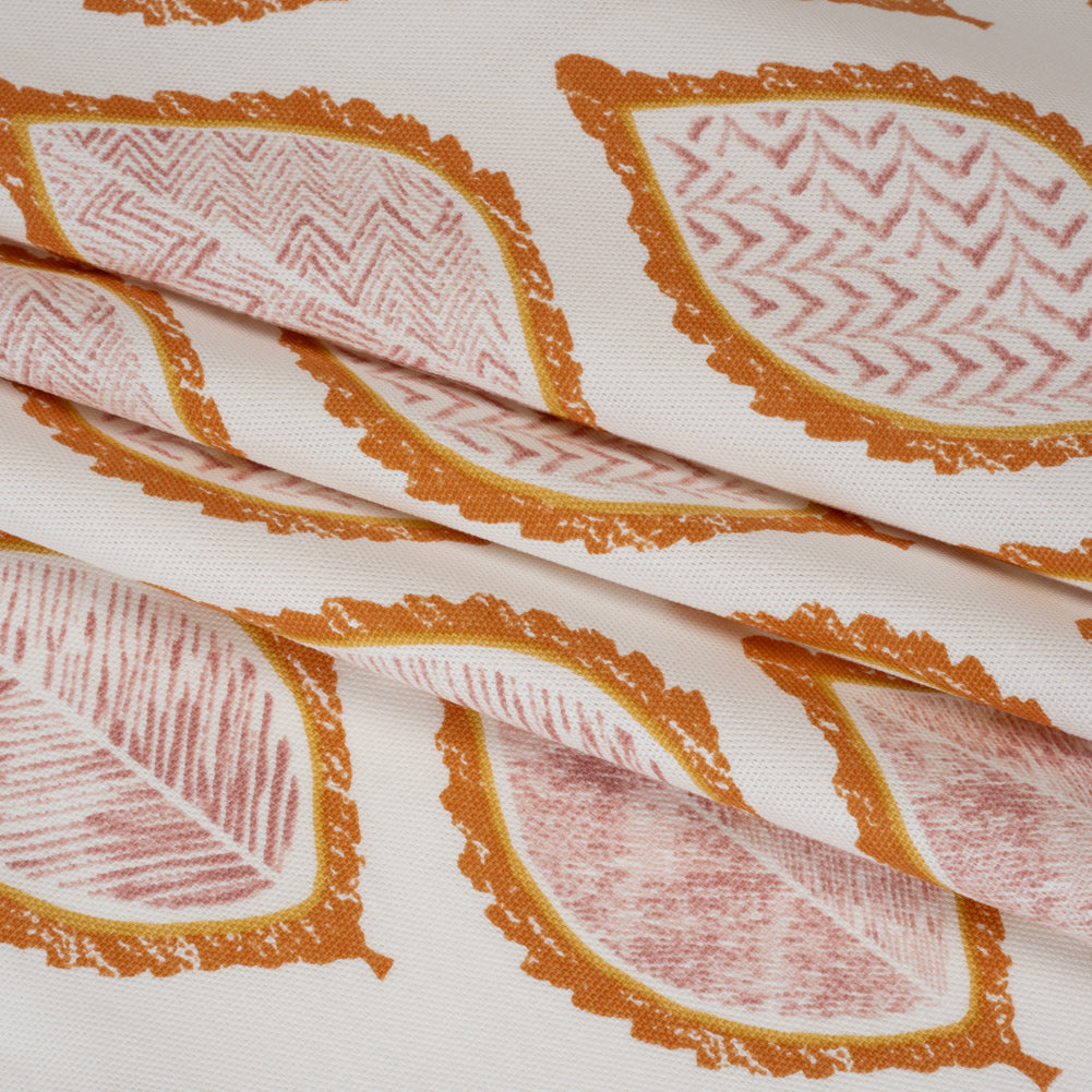 Cotton Canvas Print - Tangerine Textured Leaves - British Imported Cotton Canvas Print - Tangerine Textured Leaves - British Imported