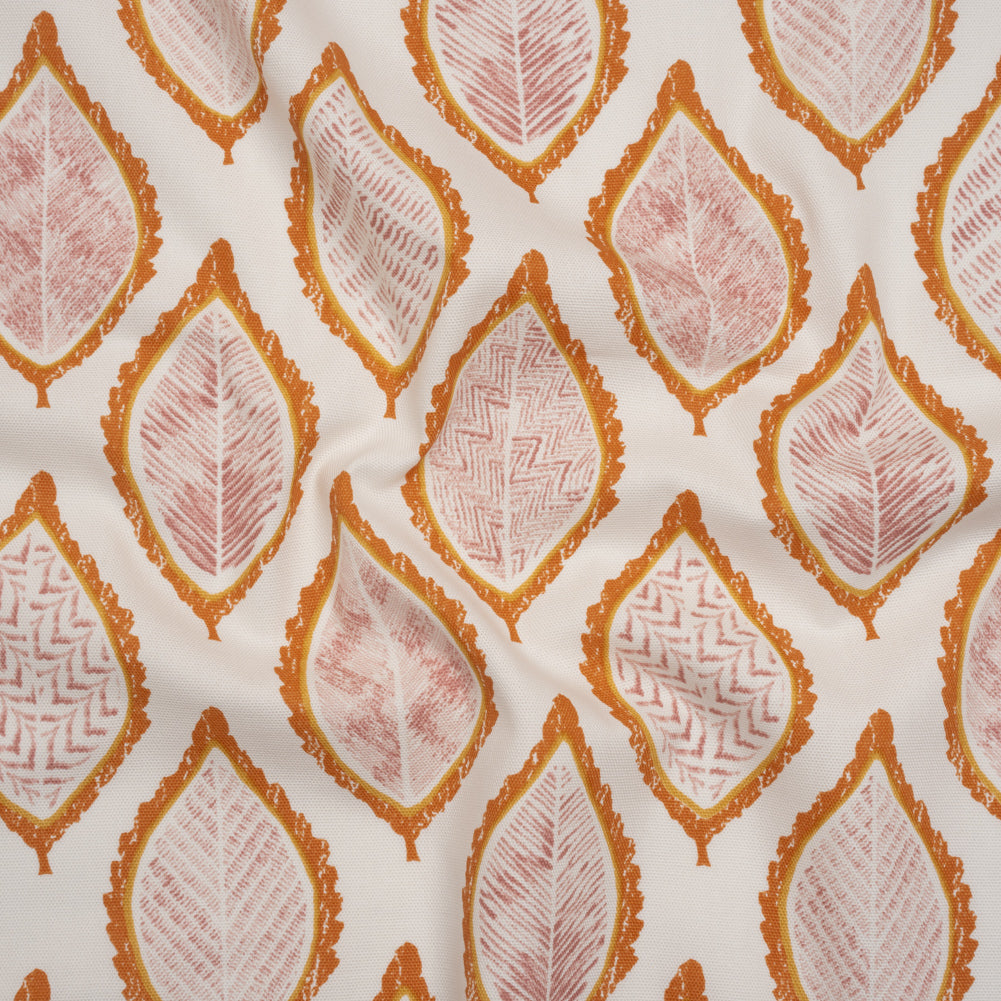 Cotton Canvas Print - Tangerine Textured Leaves - British Imported Cotton Canvas Print - Tangerine Textured Leaves - British Imported
