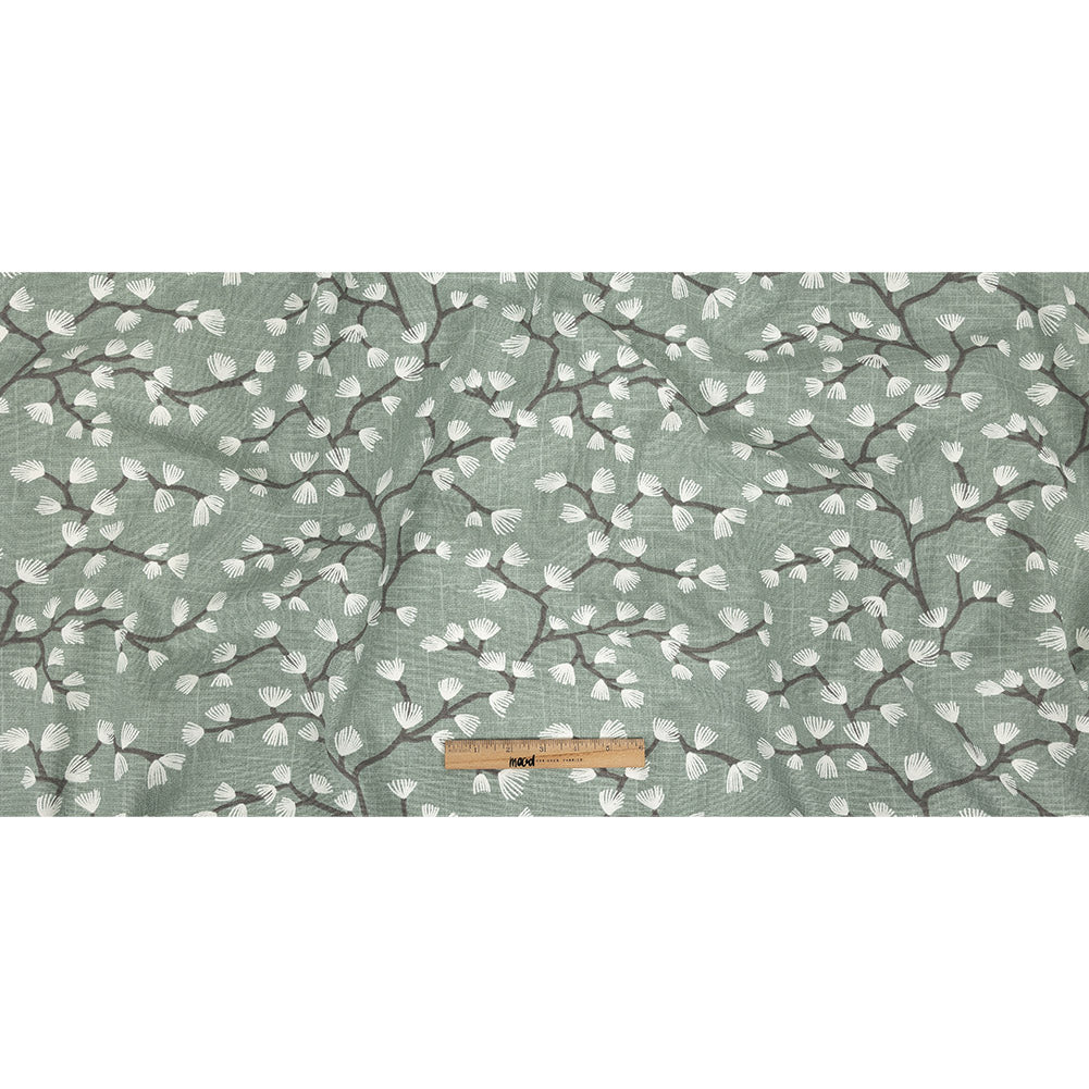 Cotton Canvas Print - Seafoam Japanese Blooms - British Imported Full Cotton Canvas Print - Seafoam Japanese Blooms - British Imported Full