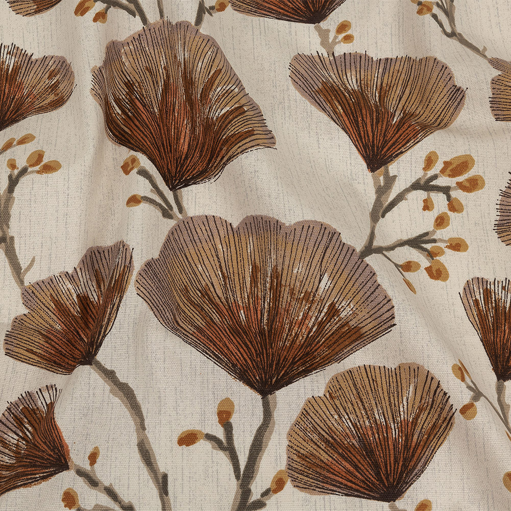 Cotton Canvas Print - Terracotta Fanning Florets - British Imported Cotton Canvas Print - Terracotta Fanning Florets - British Imported