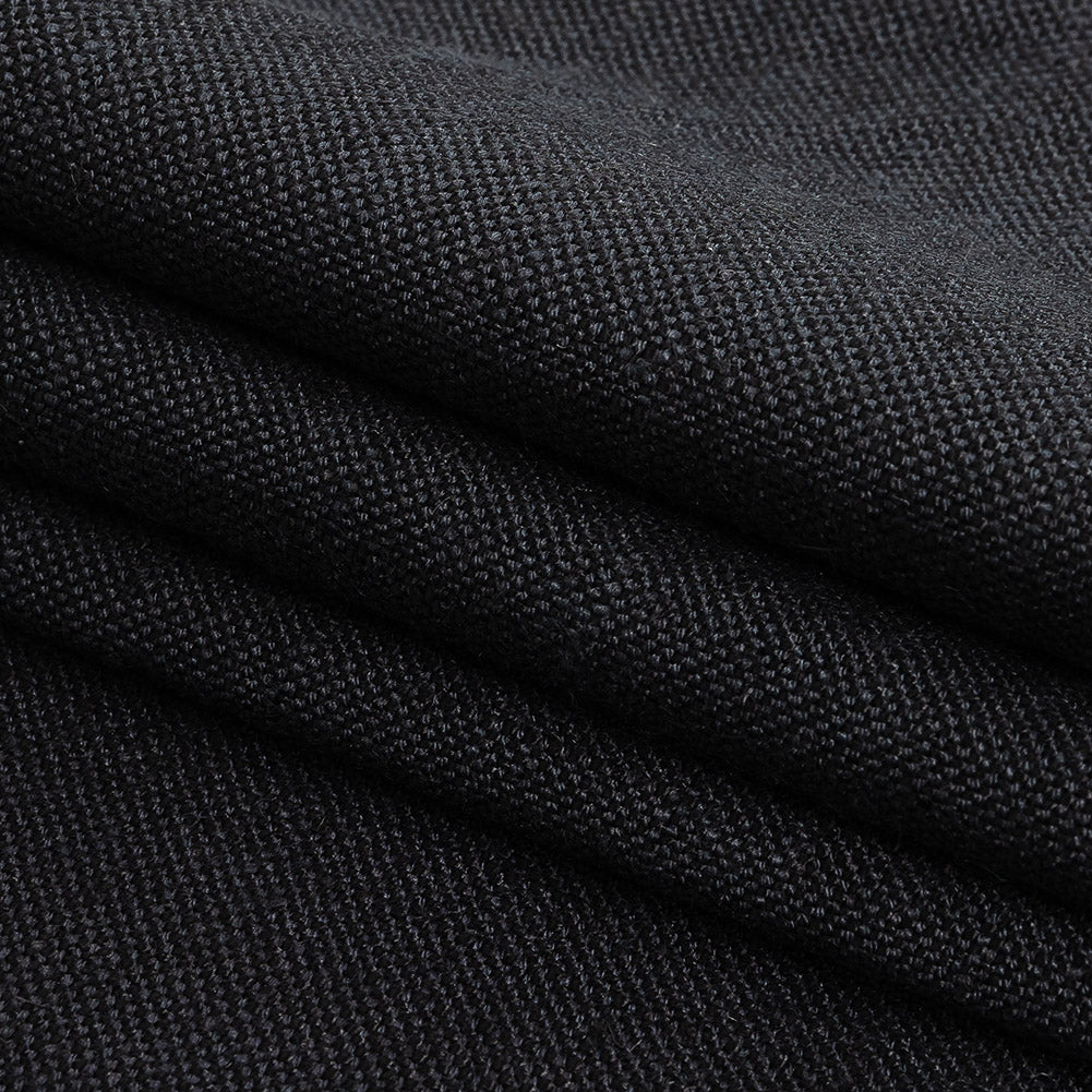 Polyester, Viscose and Linen Woven - Ebony - British Imported Folded