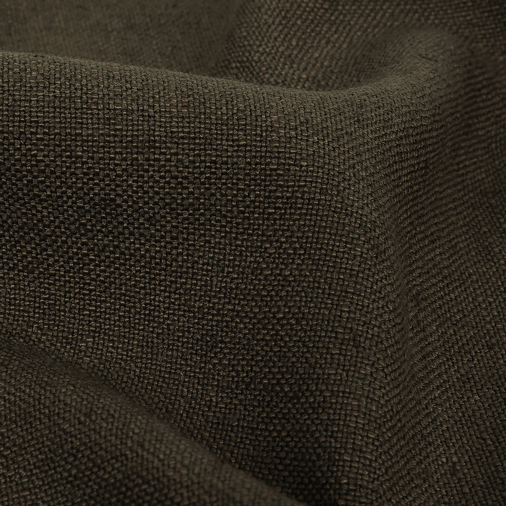 Polyester, Viscose and Linen Woven - Mocha - British Imported Detail Polyester, Viscose and Linen Woven - Mocha - British Imported Detail