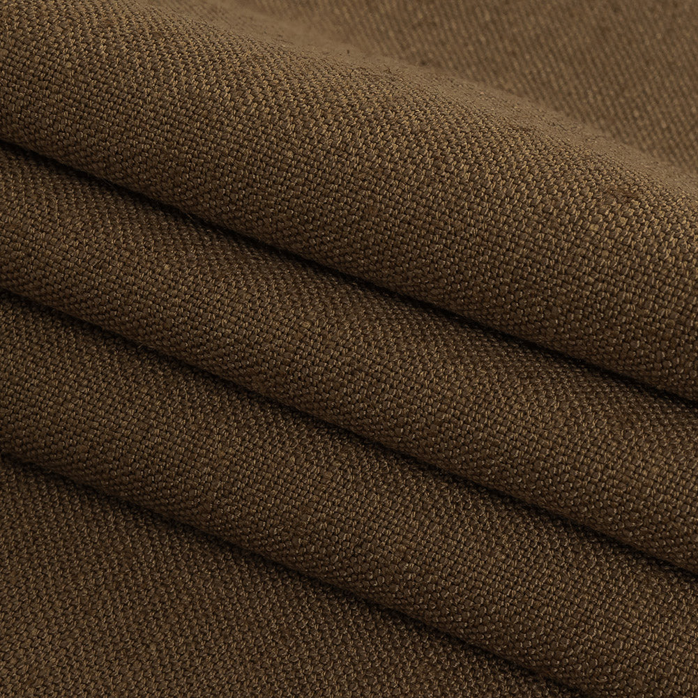 Polyester, Viscose and Linen Woven - Toffee - British Imported Folded Polyester, Viscose and Linen Woven - Toffee - British Imported Folded