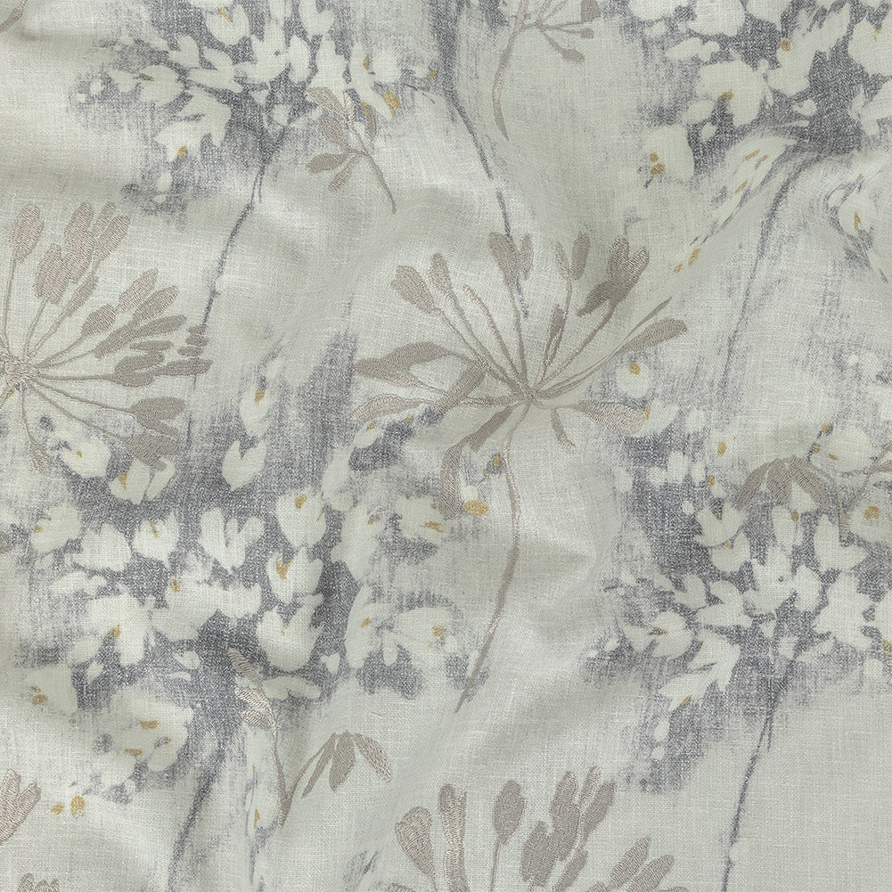 Printed and Embroidered Drapery Canvas - Pebble Floral - British Imported Printed and Embroidered Drapery Canvas - Pebble Floral - British Imported