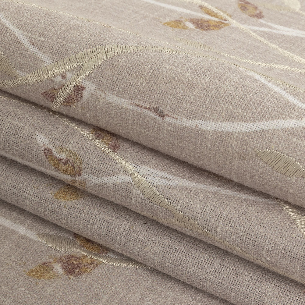 Printed and Embroidered Drapery Woven - Dusky Pink Branches - British Imported Folded Printed and Embroidered Drapery Woven - Dusky Pink Branches - British Imported Folded