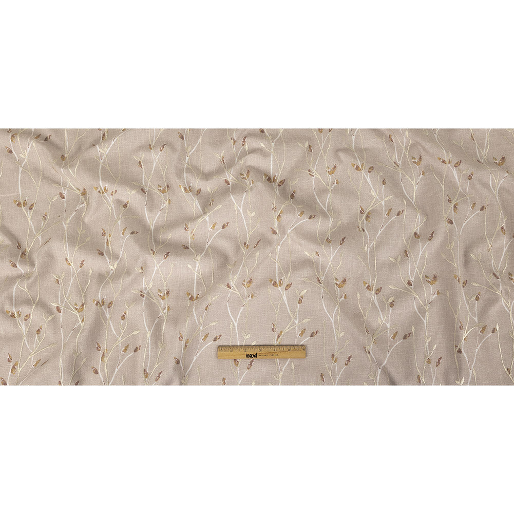 Printed and Embroidered Drapery Woven - Dusky Pink Branches - British Imported Full Printed and Embroidered Drapery Woven - Dusky Pink Branches - British Imported Full