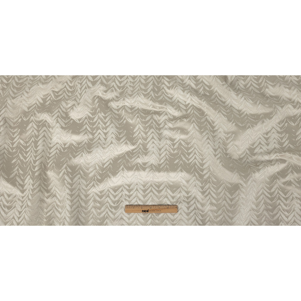 Satin-Faced Drapery Jacquard - Linen Chevron Leaves - British Imported Full Satin-Faced Drapery Jacquard - Linen Chevron Leaves - British Imported Full
