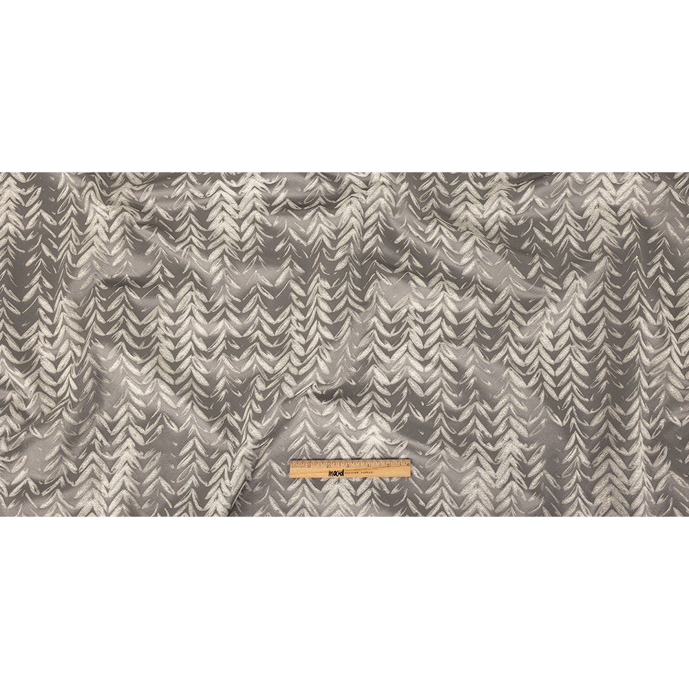 Satin-Faced Drapery Jacquard - Slate Chevron Leaves - British Imported Full Satin-Faced Drapery Jacquard - Slate Chevron Leaves - British Imported Full