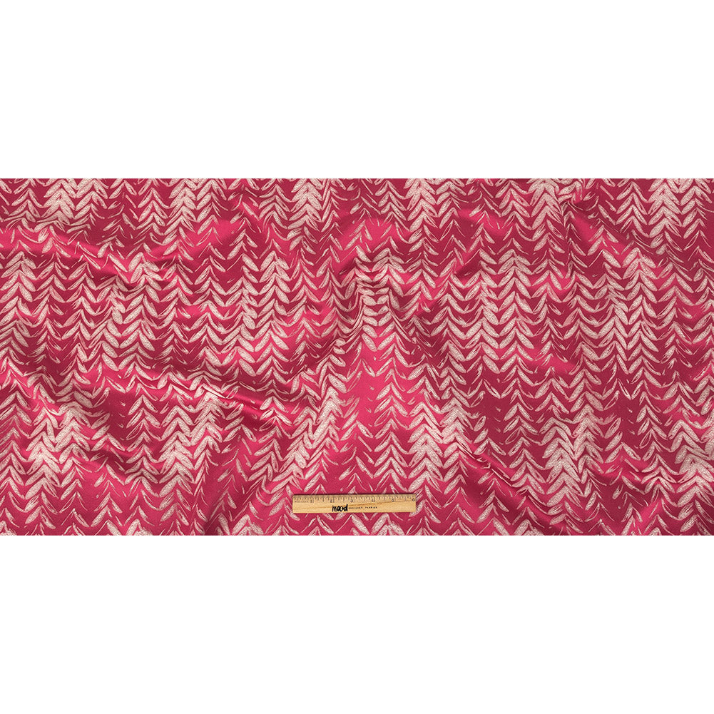 Satin-Faced Drapery Jacquard - Watermelon Chevron Leaves - British Imported Full Satin-Faced Drapery Jacquard - Watermelon Chevron Leaves - British Imported Full