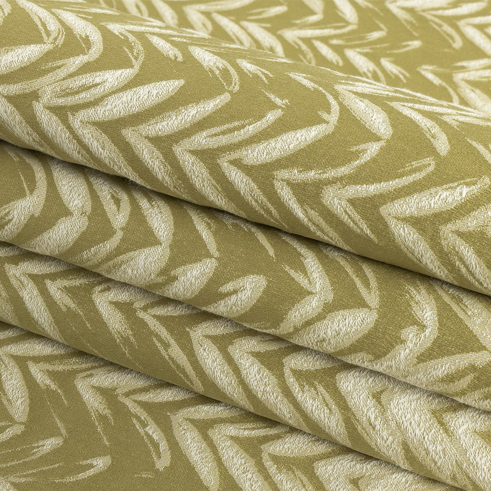 Satin-Faced Drapery Jacquard - Zest Chevron Leaves - British Imported Folded Satin-Faced Drapery Jacquard - Zest Chevron Leaves - British Imported Folded