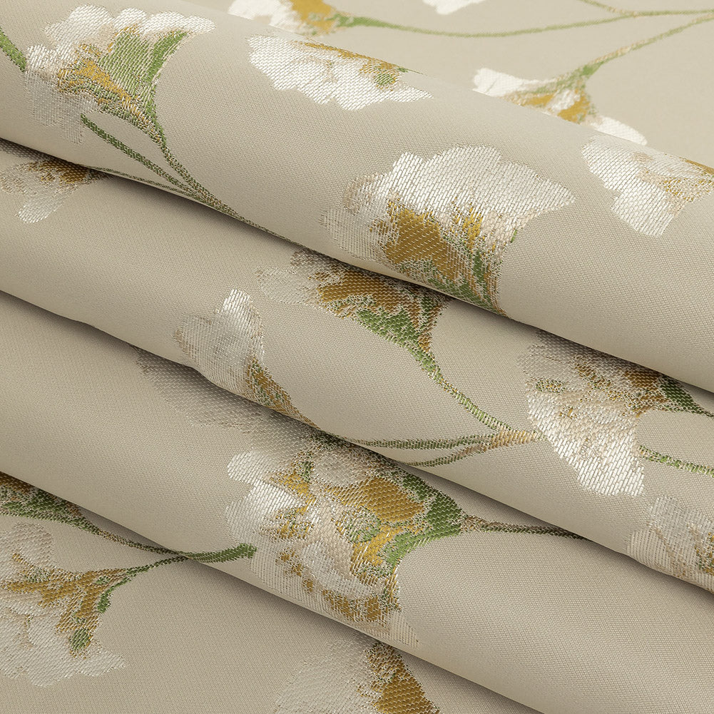 Satin-Faced Drapery Jacquard - Mimosa Floral - British Imported Folded Satin-Faced Drapery Jacquard - Mimosa Floral - British Imported Folded