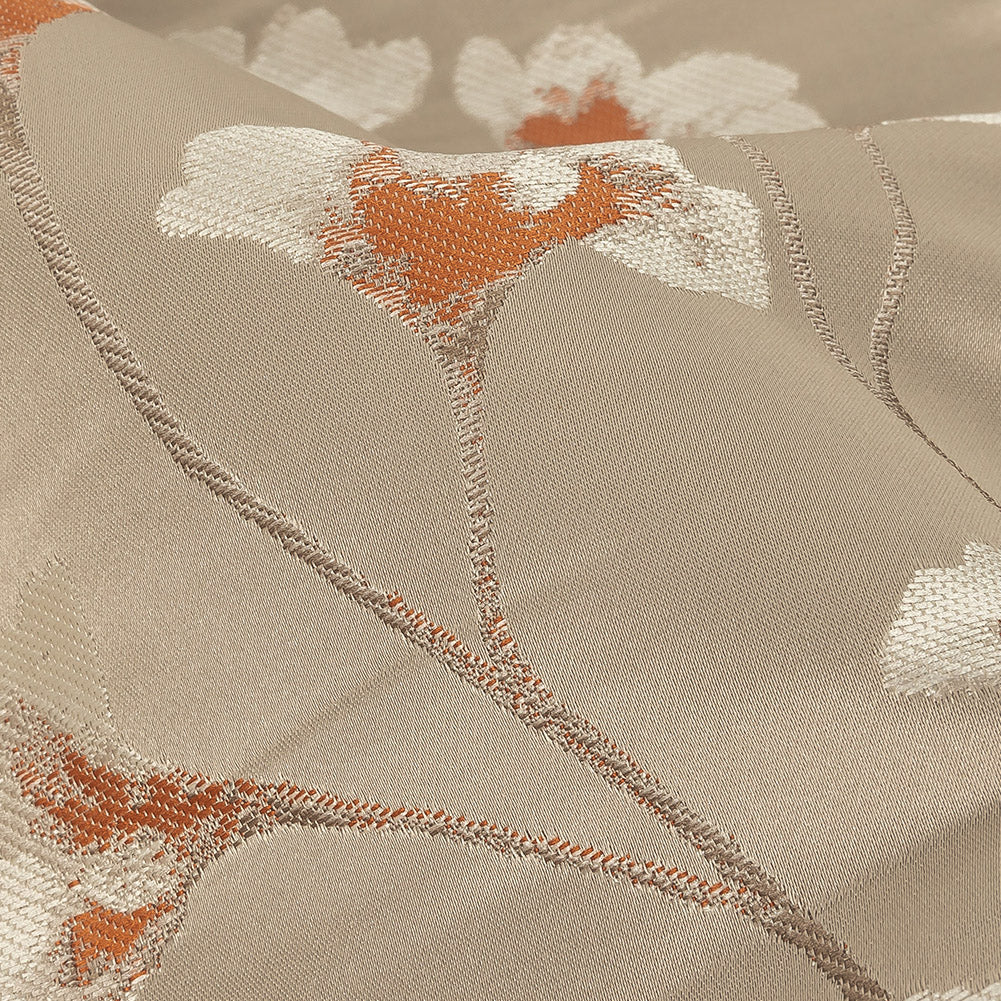 Satin-Faced Drapery Jacquard - Papaya Floral - British Imported Detail Satin-Faced Drapery Jacquard - Papaya Floral - British Imported Detail