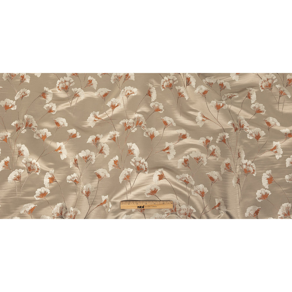 Satin-Faced Drapery Jacquard - Papaya Floral - British Imported Full Satin-Faced Drapery Jacquard - Papaya Floral - British Imported Full