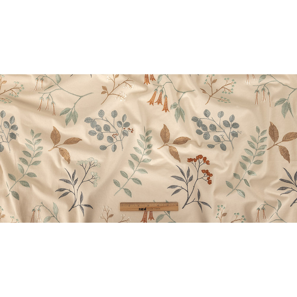 Embroidered Cotton Twill - Sky Floral - British Imported Full Embroidered Cotton Twill - Sky Floral - British Imported Full