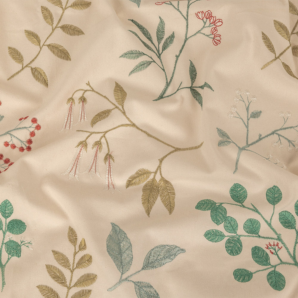 Embroidered Cotton Twill - Spa Floral - British Imported Embroidered Cotton Twill - Spa Floral - British Imported
