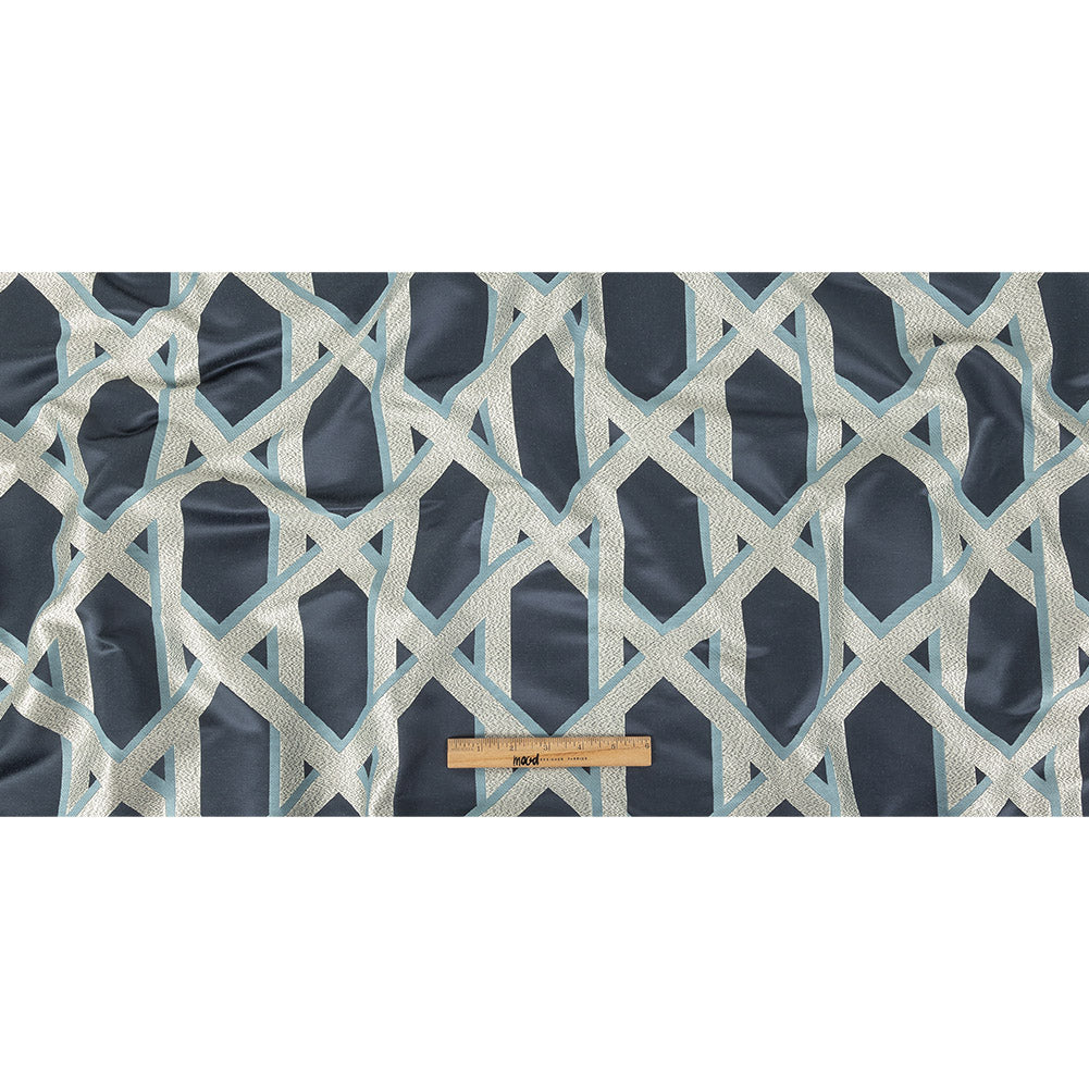 Drapery Jacquard - Ink Geometric Lattice - British Imported Full Drapery Jacquard - Ink Geometric Lattice - British Imported Full