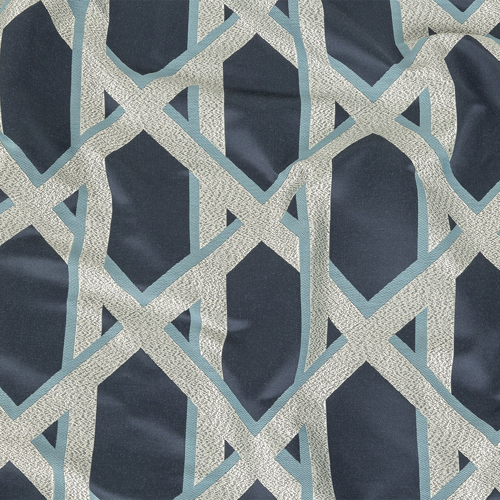 Drapery Jacquard - Ink Geometric Lattice - British Imported Drapery Jacquard - Ink Geometric Lattice - British Imported