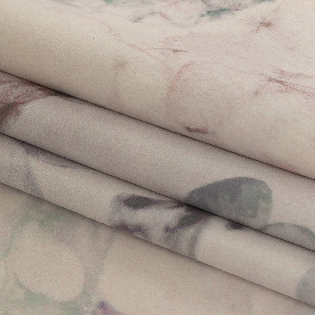Polyester Knit Microvelvet - Blush Floral - British Imported Folded Polyester Knit Microvelvet - Blush Floral - British Imported Folded