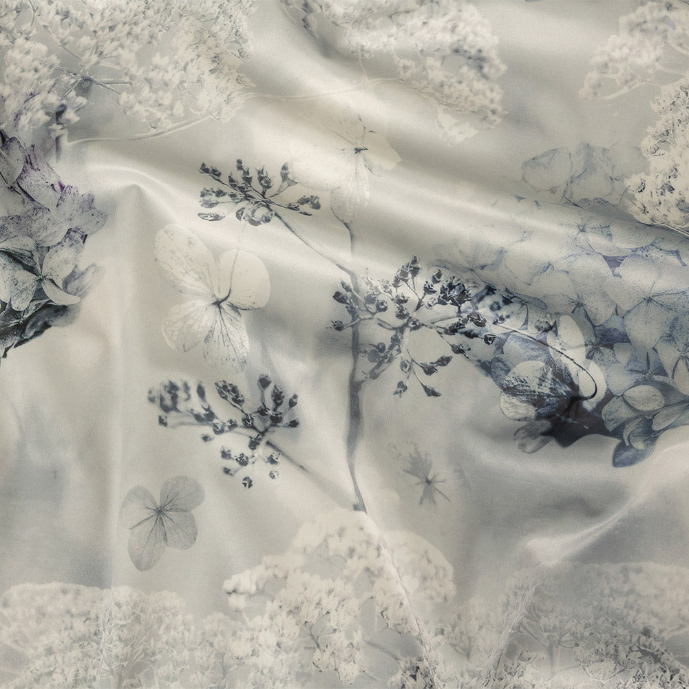 Polyester Knit Microvelvet - Sky Floral - British Imported Polyester Knit Microvelvet - Sky Floral - British Imported