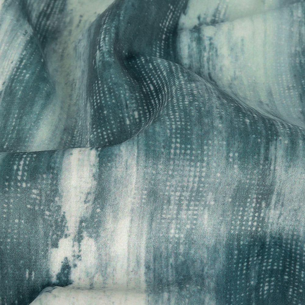 Polyester Knit Microvelvet Print - Alpine Brushstrokes - British Imported Detail Polyester Knit Microvelvet Print - Alpine Brushstrokes - British Imported Detail