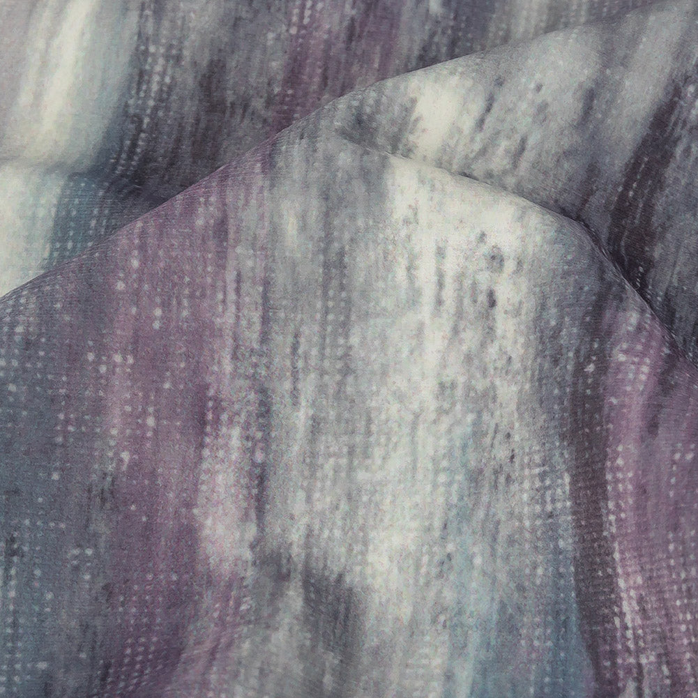 Polyester Knit Microvelvet Print - Mist Brushstrokes - British Imported Detail Polyester Knit Microvelvet Print - Mist Brushstrokes - British Imported Detail