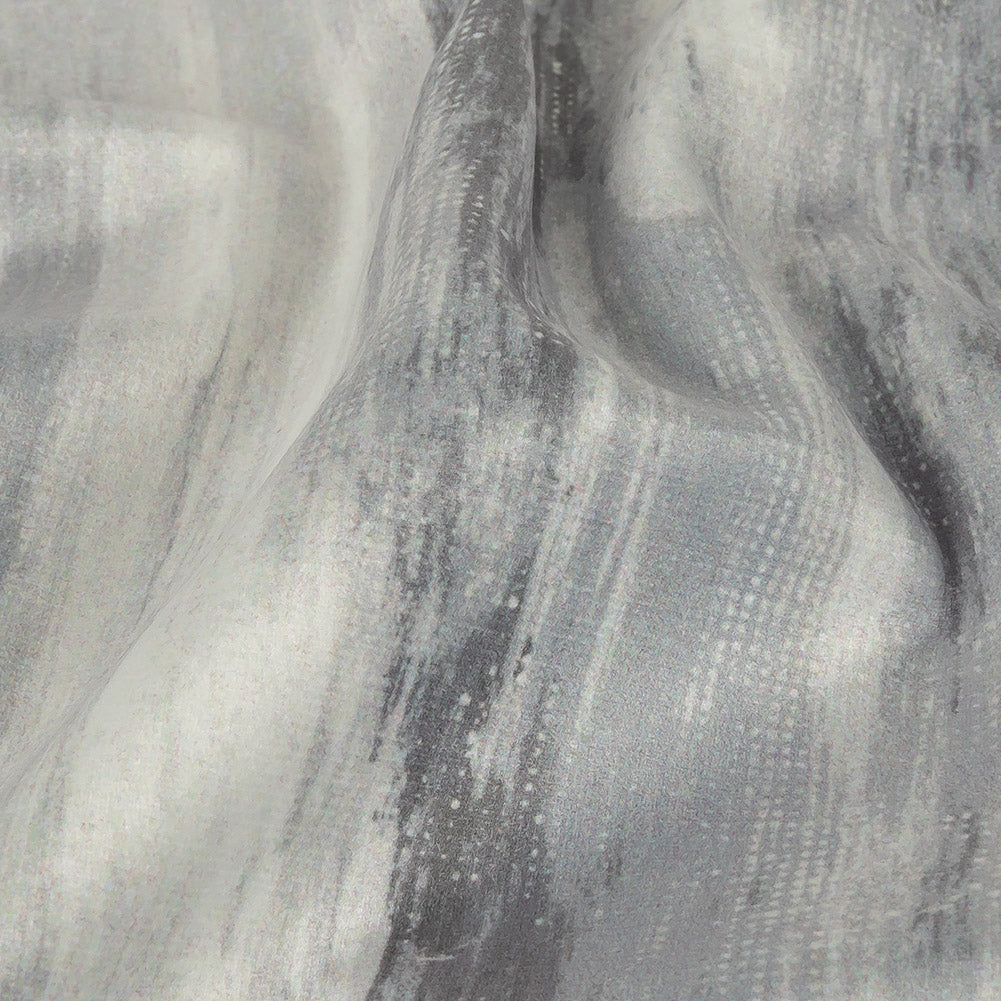Polyester Knit Microvelvet Print - Slate Brushstrokes - British Imported Detail Polyester Knit Microvelvet Print - Slate Brushstrokes - British Imported Detail