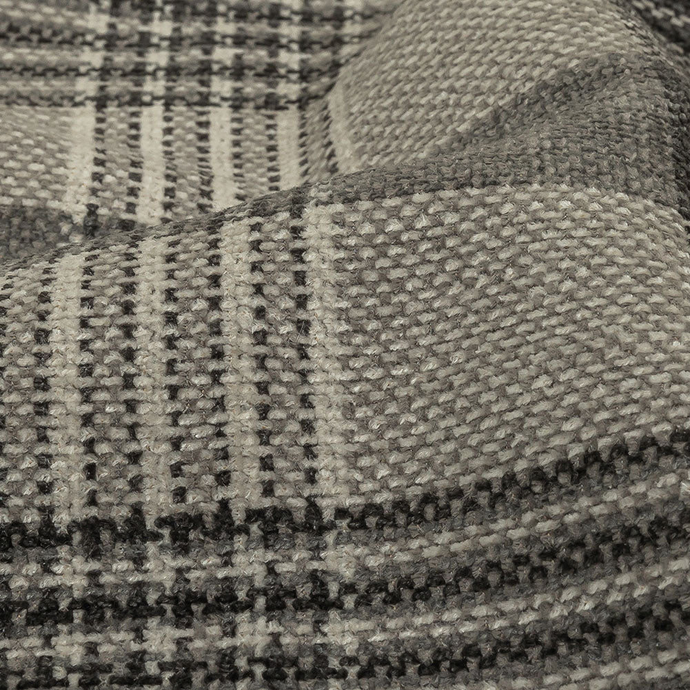 Polyester Chenille - Charcoal Plaid - British Imported Detail Polyester Chenille - Charcoal Plaid - British Imported Detail