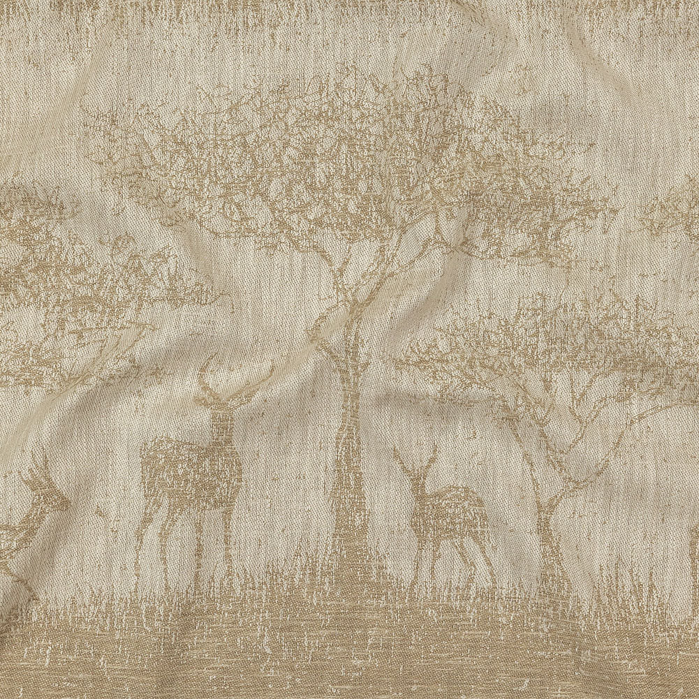 Drapery Jacquard Panel - Ochre Antelope in the Wild - British Imported Drapery Jacquard Panel - Ochre Antelope in the Wild - British Imported