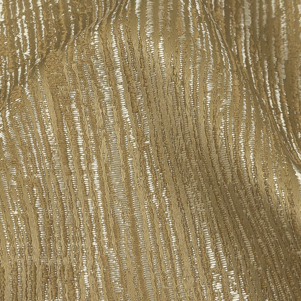 Recycled Polyester Jacquard - Gold Striated - British Imported Detail Recycled Polyester Jacquard - Gold Striated - British Imported Detail