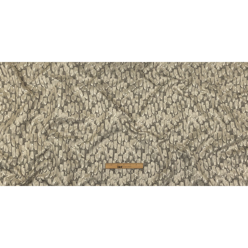 Recycled Polyester Jacquard - Champagne Abstract Brushstrokes - British Imported Full Recycled Polyester Jacquard - Champagne Abstract Brushstrokes - British Imported Full