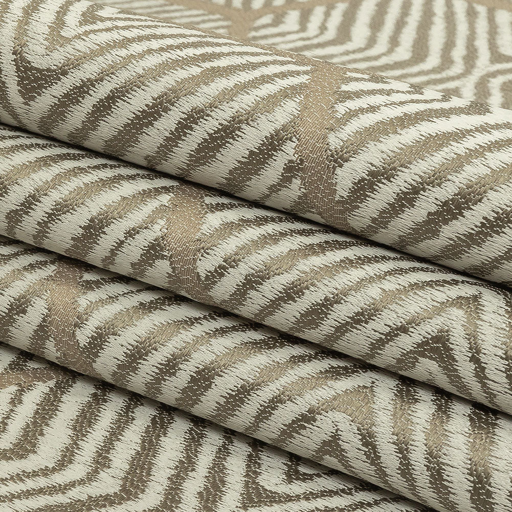 British Imported Champagne Geometric Chevron Recycled Polyester Jacquard Folded British Imported Champagne Geometric Chevron Recycled Polyester Jacquard Folded