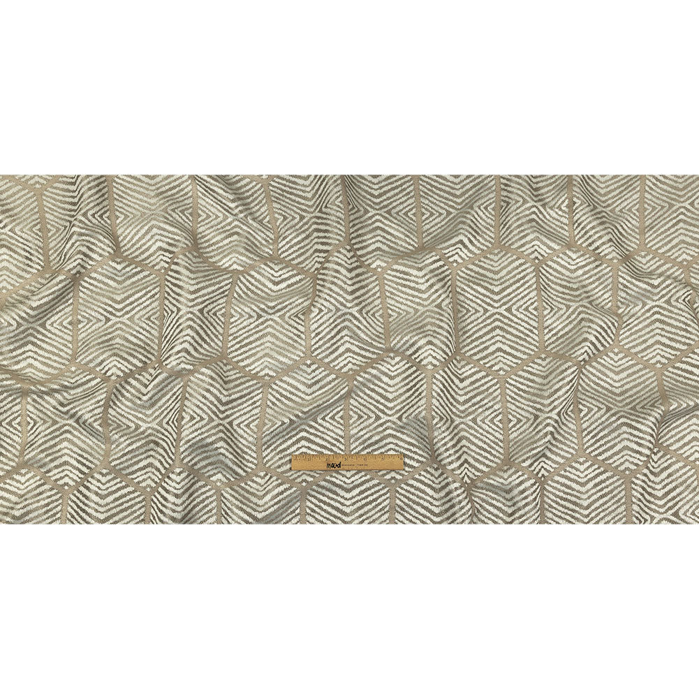 British Imported Champagne Geometric Chevron Recycled Polyester Jacquard Full British Imported Champagne Geometric Chevron Recycled Polyester Jacquard Full