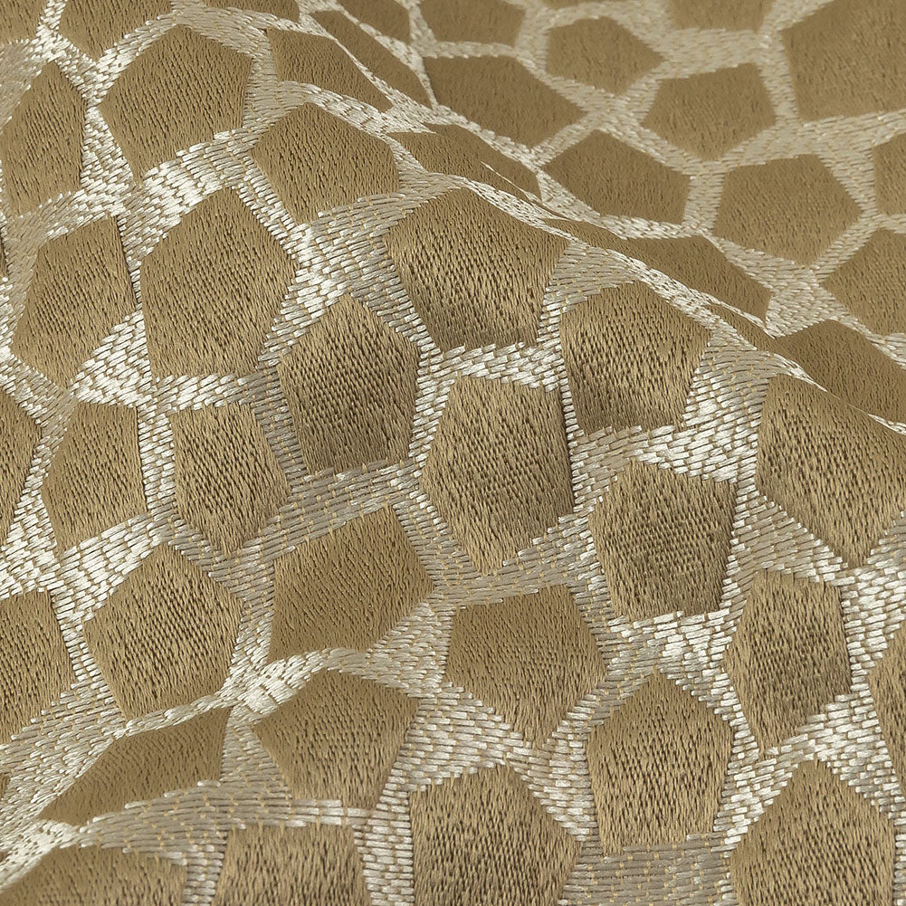 British Imported Gold Satin-Faced Pentagonal Drapery Jacquard Detail British Imported Gold Satin-Faced Pentagonal Drapery Jacquard Detail