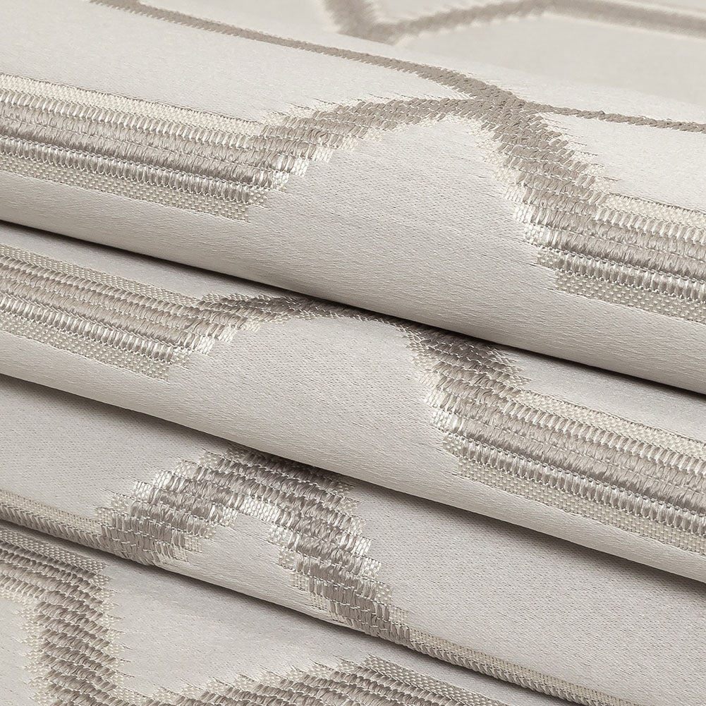 British Imported Platinum Satin-Faced Geometric Drapery Jacquard Folded British Imported Platinum Satin-Faced Geometric Drapery Jacquard Folded