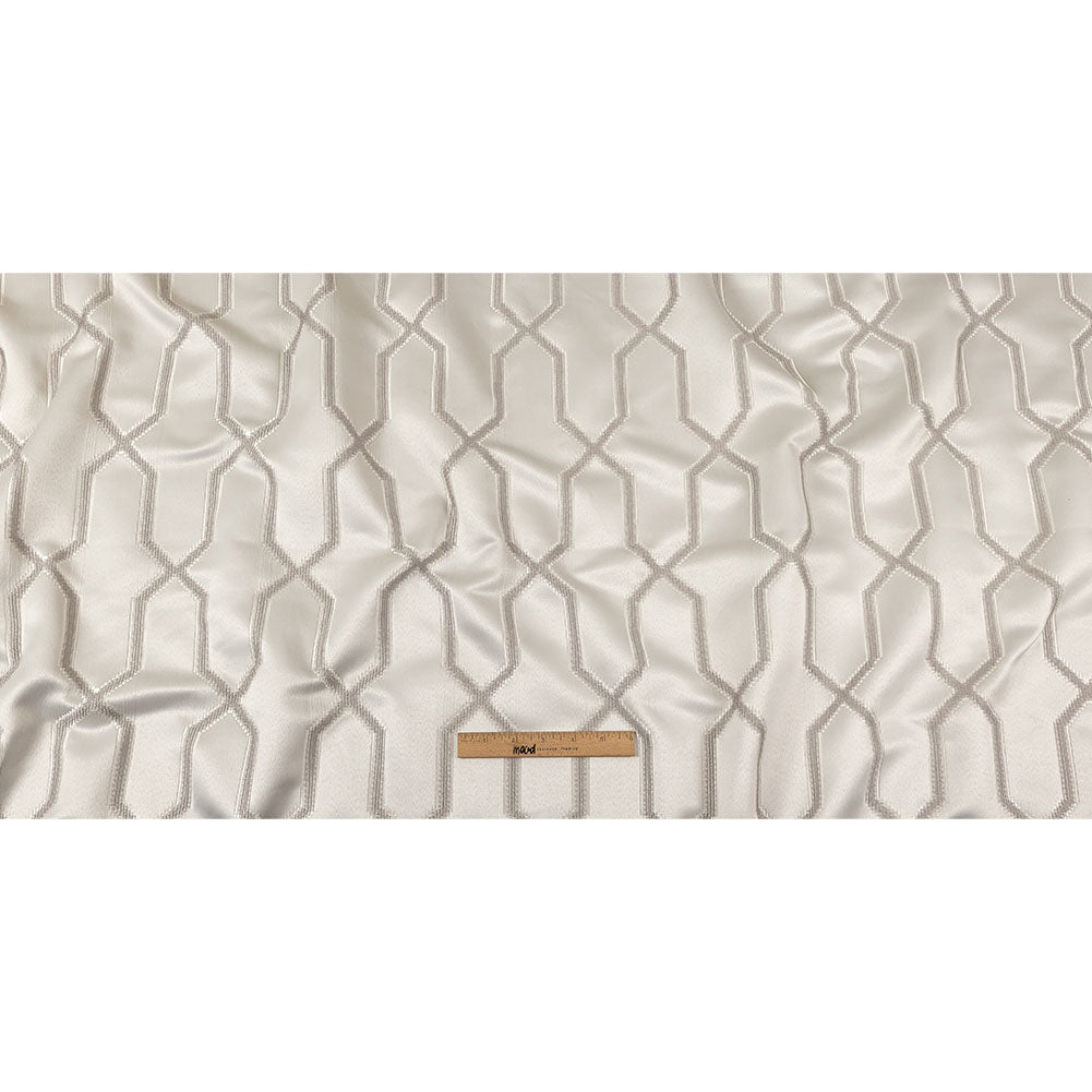 British Imported Platinum Satin-Faced Geometric Drapery Jacquard Full British Imported Platinum Satin-Faced Geometric Drapery Jacquard Full