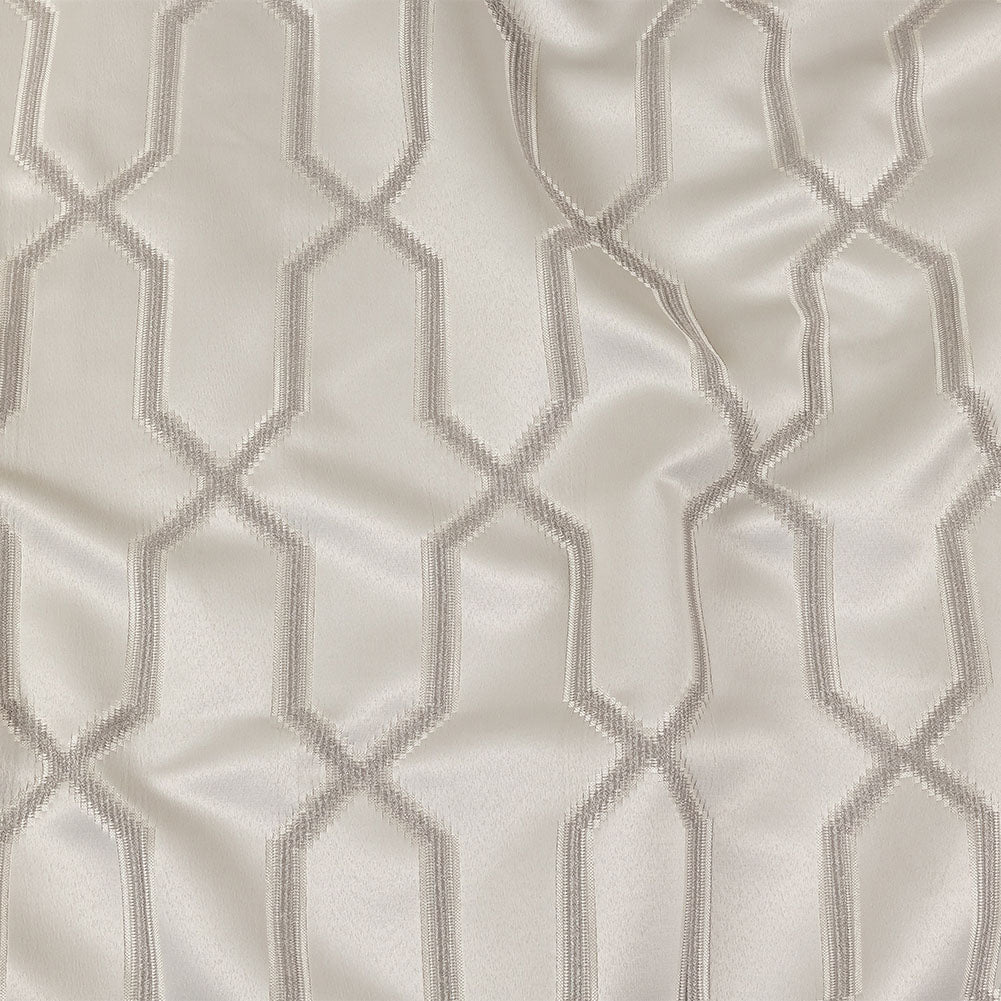 British Imported Platinum Satin-Faced Geometric Drapery Jacquard British Imported Platinum Satin-Faced Geometric Drapery Jacquard