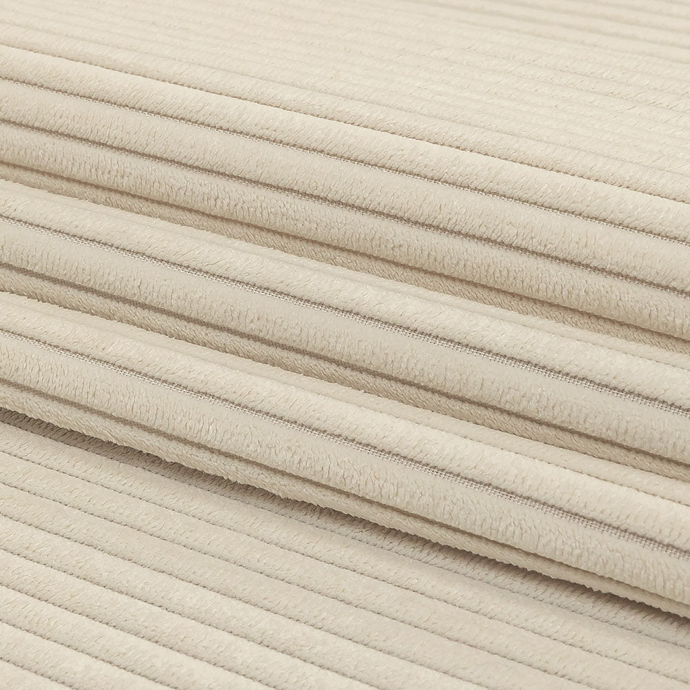 Plush Ribbed Velvet - Ivory - British Imported Folded Plush Ribbed Velvet - Ivory - British Imported Folded