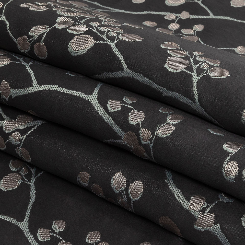 Drapery Jacquard - Ink Prairie Willow Trails - British Imported Folded Drapery Jacquard - Ink Prairie Willow Trails - British Imported Folded