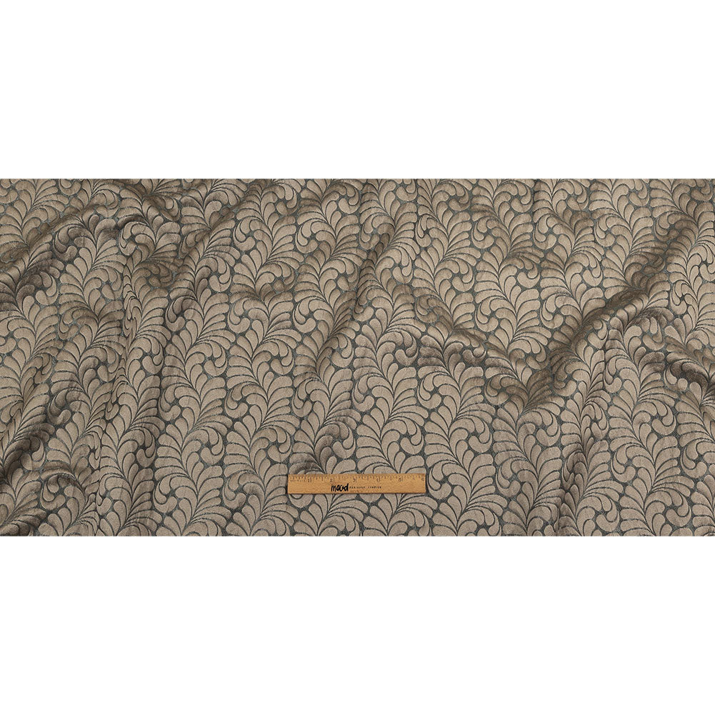 Satin-Faced Jacquard - Denim Fern Leaves - British Imported Full Satin-Faced Jacquard - Denim Fern Leaves - British Imported Full