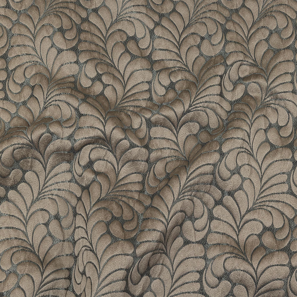 Satin-Faced Jacquard - Denim Fern Leaves - British Imported Satin-Faced Jacquard - Denim Fern Leaves - British Imported